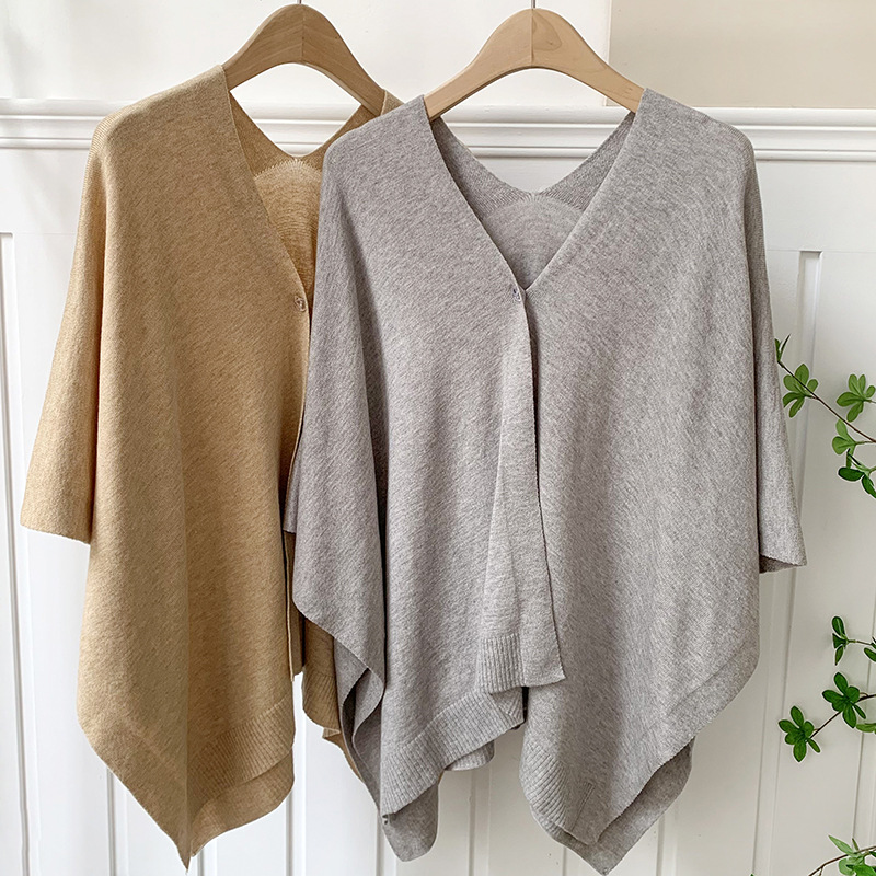 K1010 Sunscreen shawl long versatile cape fashionable knitted cardigan women's skin-friendly summer thin style cardigan travel solid color