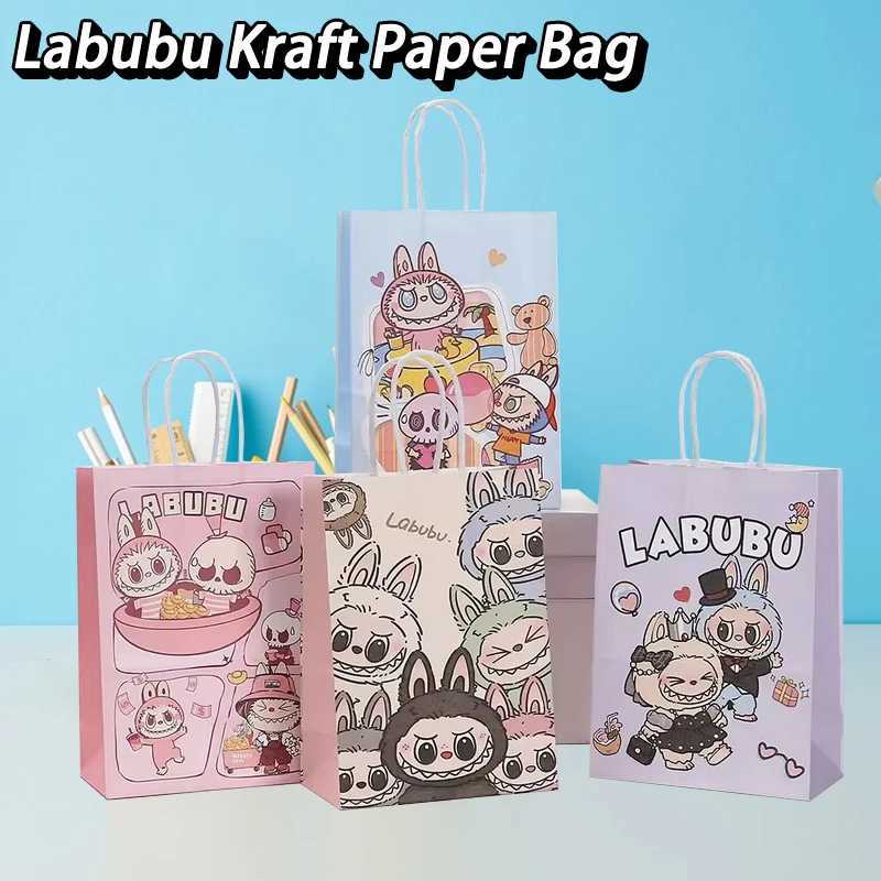 10Pcs Labubu Kraft Paper Bags Cute Party Decoration Gift Bags Shopping Packaging Bags Candy Bakery Packaging Biodegradable Z250613