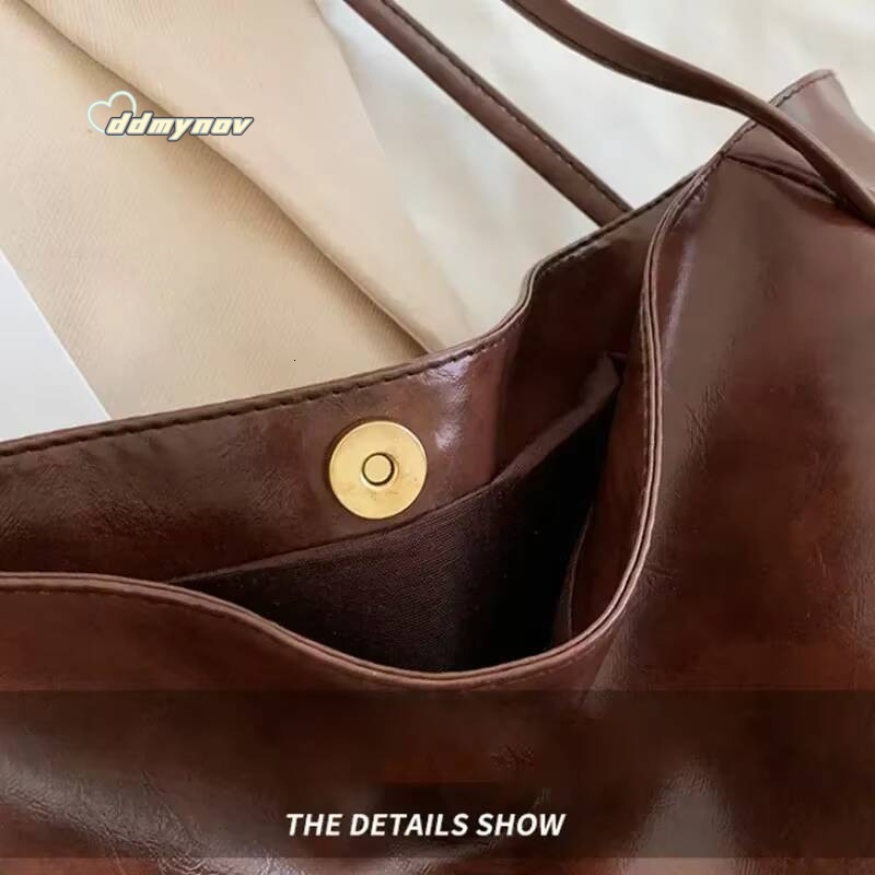 Women Tote Fashion Underarm Pouch Large Capacity Soft Pu Leather Shoulder Retro Crossbody Bag Casual Portable BucketBags ddmynov