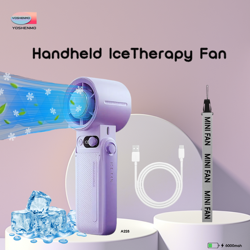 Handheld IceTherapy Fan - USB Rechargeable, 199 Speed Levels with LED Display, Long Battery Life, Lightweight Personal Cooling Fan for Summer Outdoor 