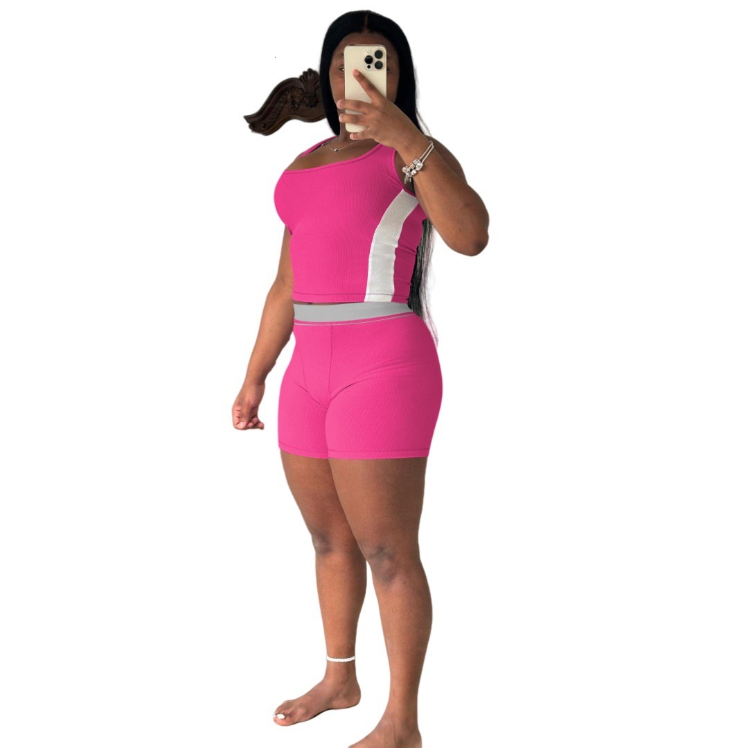 Womens Tracksuits Two Pieces Set 2025 New Clothing Fashion Casual Ribbed Patchwork Womens Sportwear 3 Colors