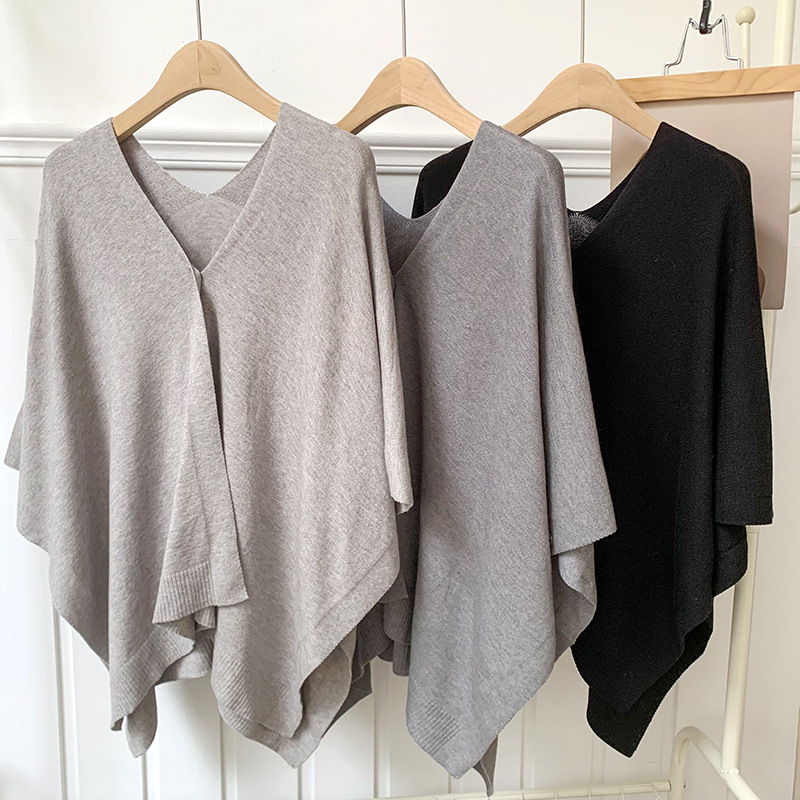 K1010 Sunscreen shawl long versatile cape fashionable knitted cardigan women's skin-friendly summer thin style cardigan travel solid color
