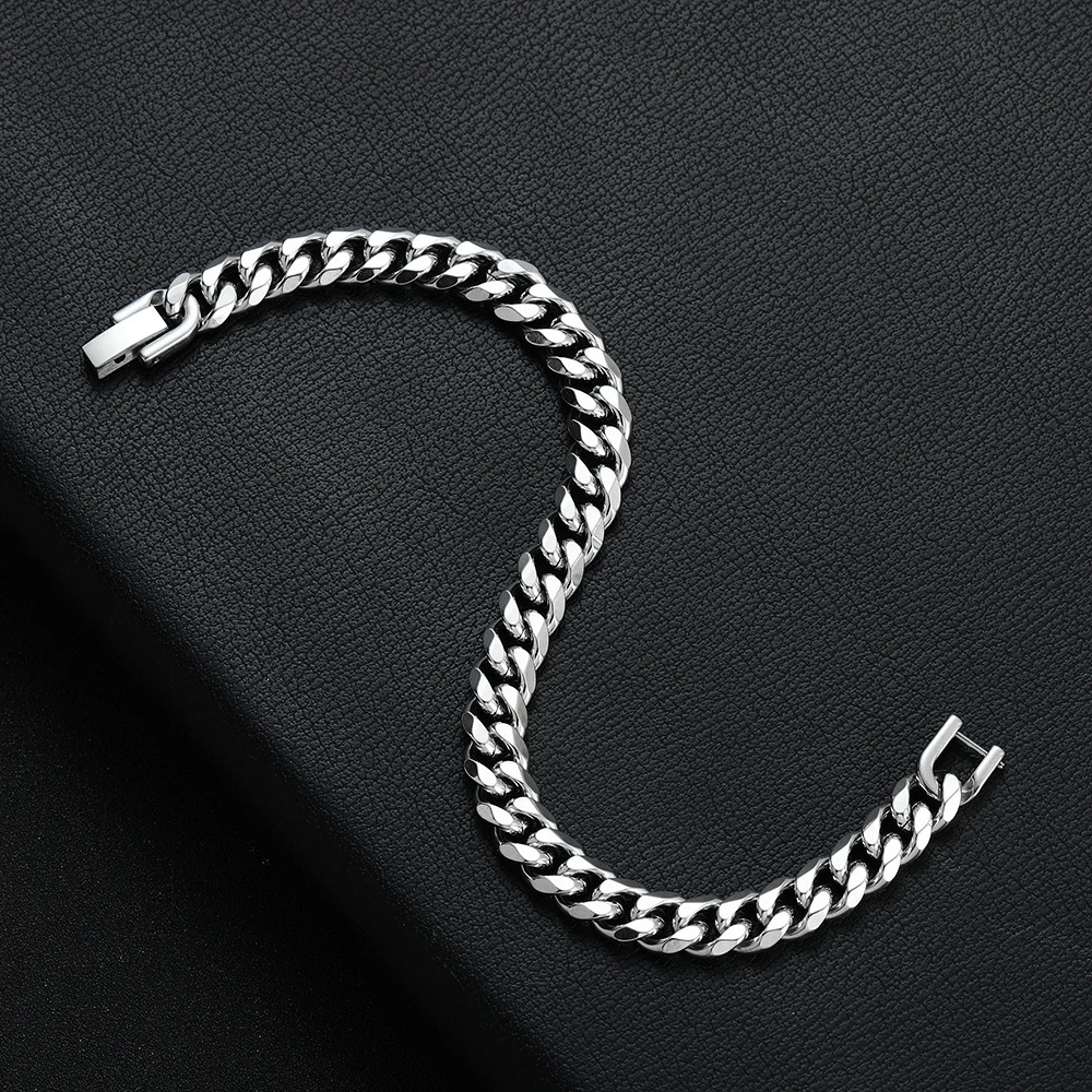 Width 8MM 316L Steel Golden Black Cuban Chain Bracelet Fashion Hip Hop Mens Jewelry Party Gift 182022CM 250528