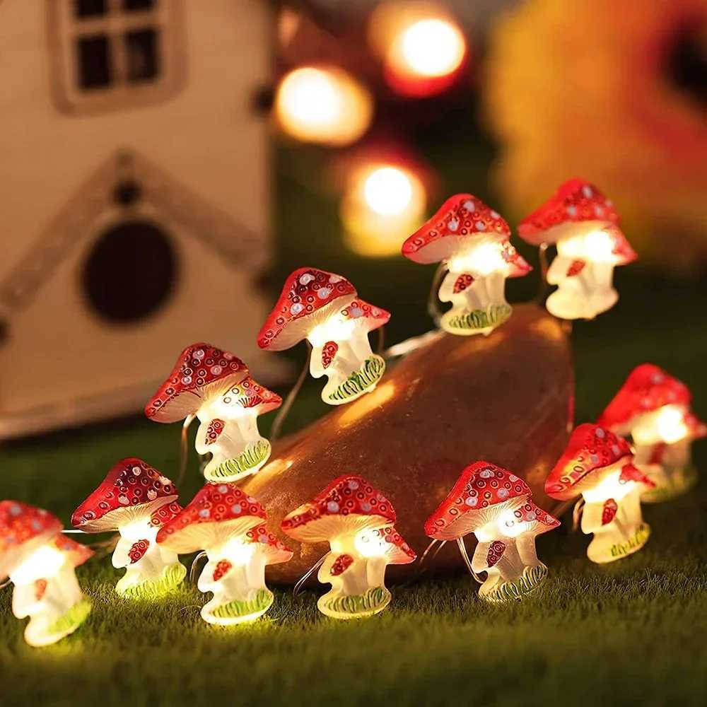 20/30 LEDs Light 3D Mushroom Copper Wire Lights DIY Christmas Fairy String Lamps Mushroom Holiday Lights For Garden Party Decor XJ250612