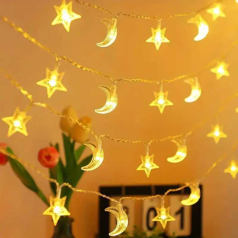 LED pentagram moon light string battery box power supply 1.5M/3M bedroom courtyard atmosphere decoration light XJ250612