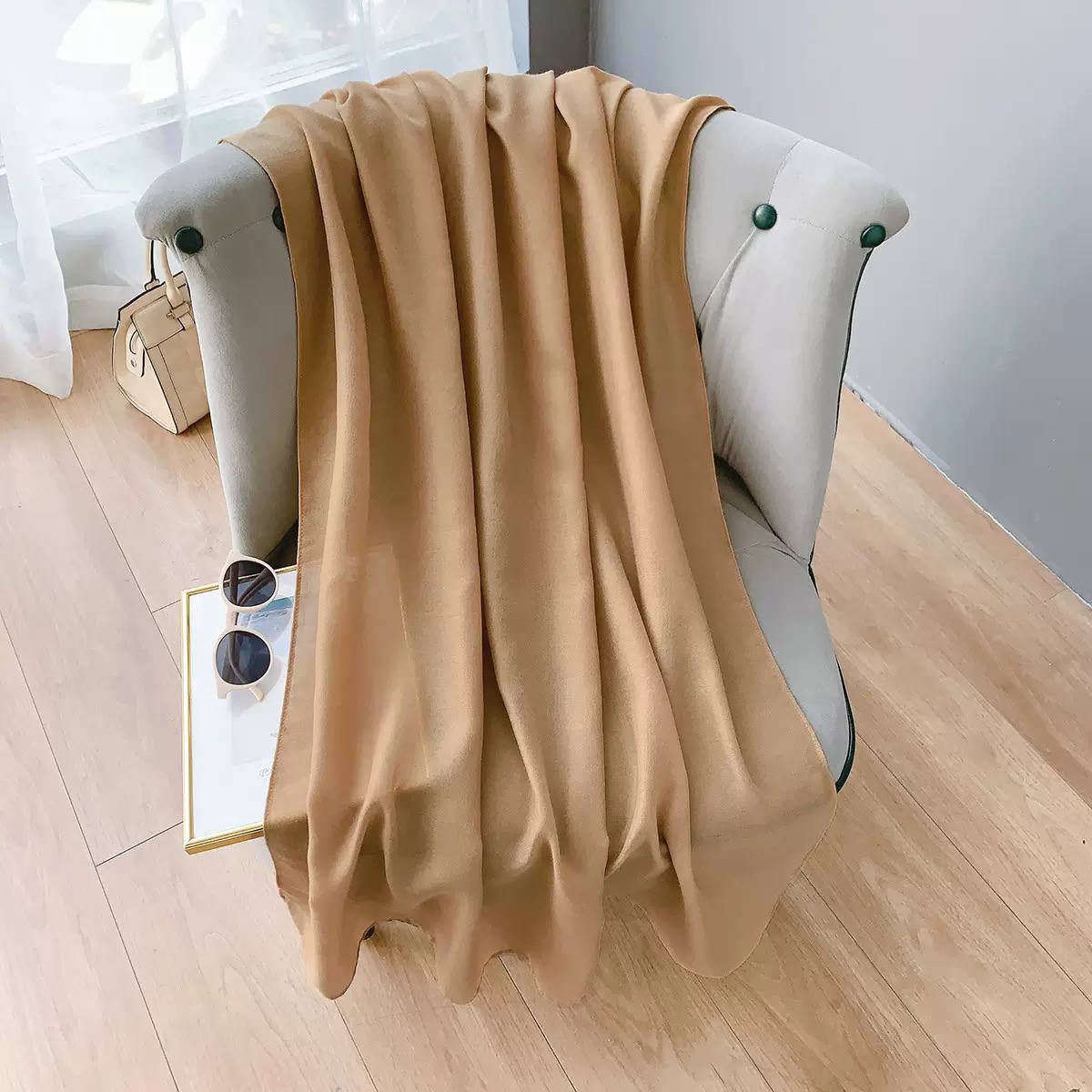 K1001 Cotton and linen scarf for women, spring and summer, literary Korean style, long, solid color shawl, thin and versatile neck scarf, air-conditio