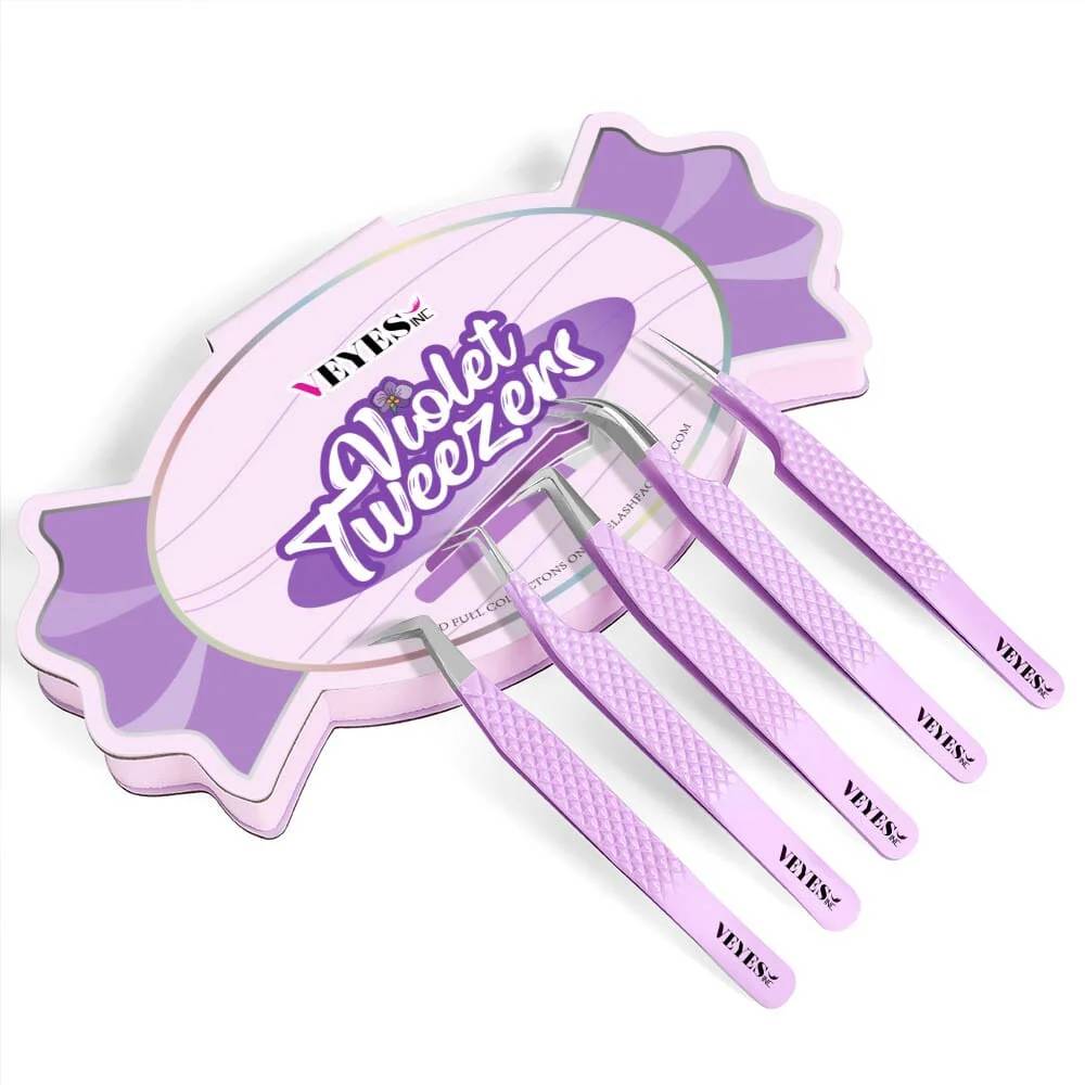 Lightweight VEYES Eyelash Tweezers with Customized Logo - Stainless Steel, 45-Degree Design for Precision