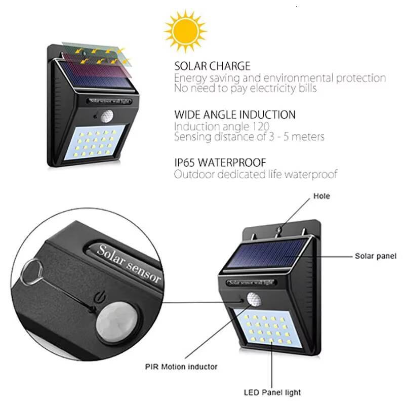 LED 25/30 LEDs Wireless Motion Sensor Light Waterproof Solar Outdoor Lights Garden Decoration Spotlights Wall Lamp tues