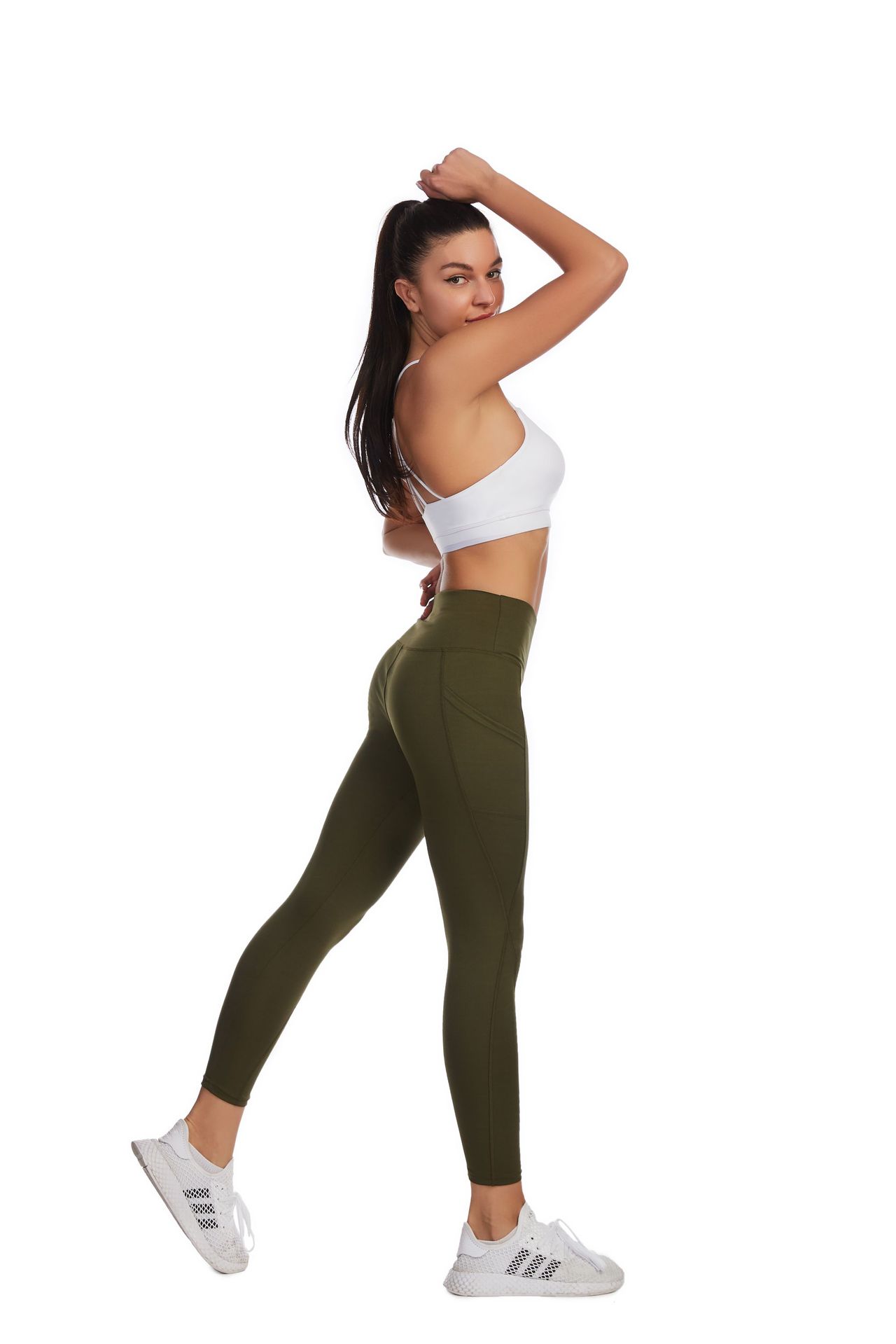 Europe and the United States popular high waist hip lift slim fitness side pocket sports leggings yoga pants women