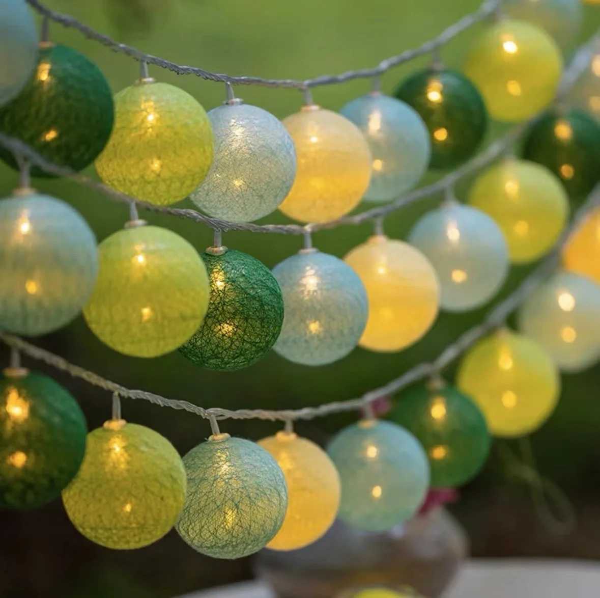 Festoon LED Cotton Thread Ball Fairy String Lights Wedding Holiday Garland Outdoor Garden Summer Camping Party Room DecorationXJ250612