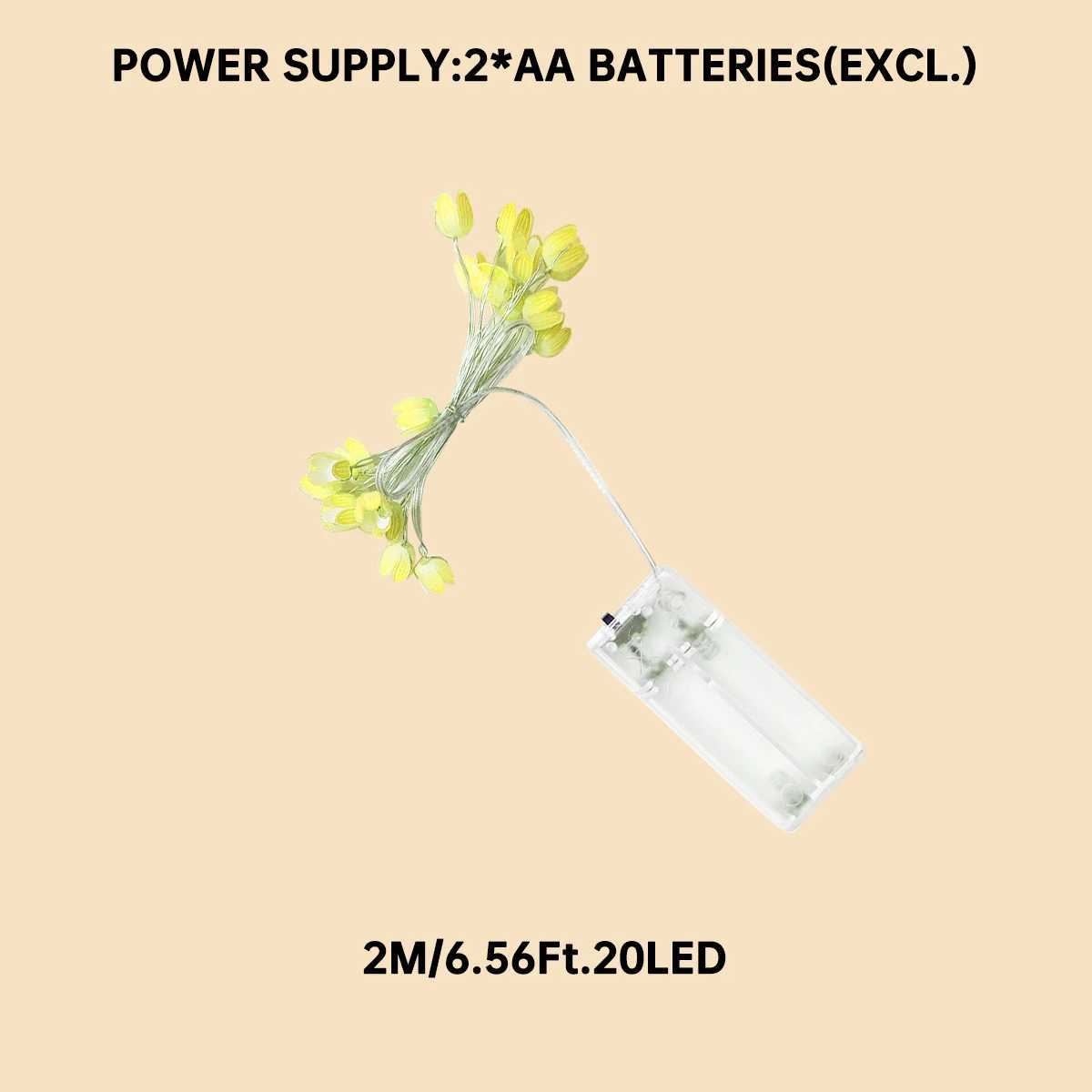 1PC Glamorous Tulip String Light DIY Flowers LED Fairy Lamp Battery Powered Warm White For Home Wedding Romantic Holiday Decor XJ250612