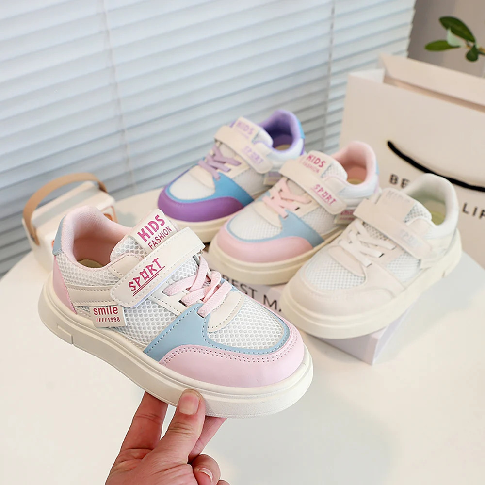 Korean Style Teenager Girls Sneakers PU Leather Breathable Kids Sneakers Trend Fashion Tennis Shoes Sport Shoes For Children 250613