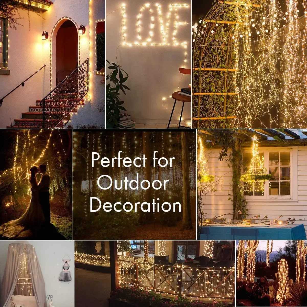 Solar Outdoor String Lights Fairy Garden Decor Party LED Lights Waterproof Lamp XJ250612