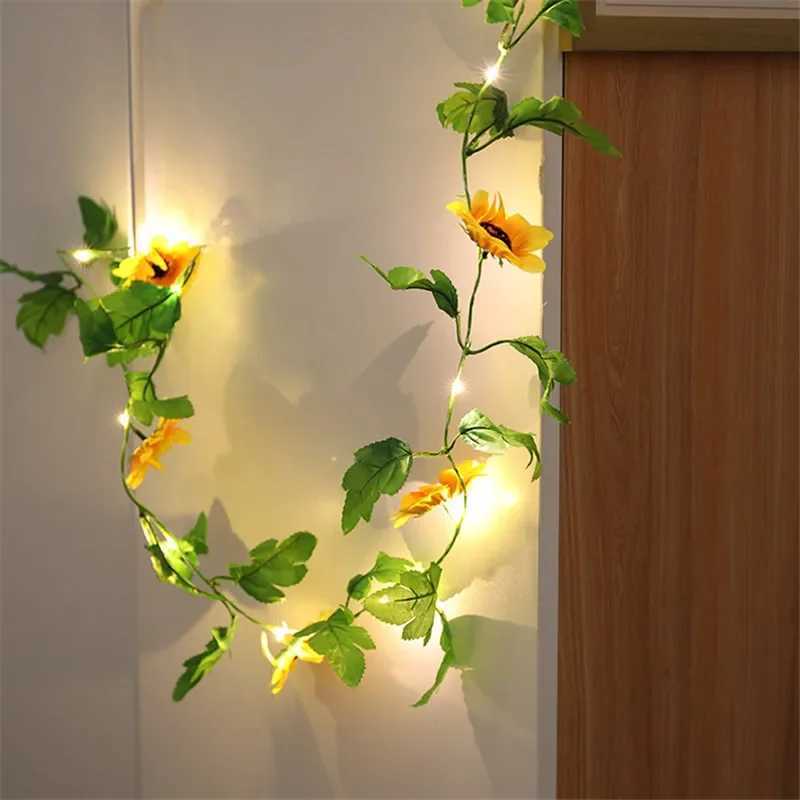 2/5/10M Artificial Ivy Silk Fake Green Leaf Ivy Vine with LED Lights String for Home Wedding Artificial Plant Garland Decorations XJ250612