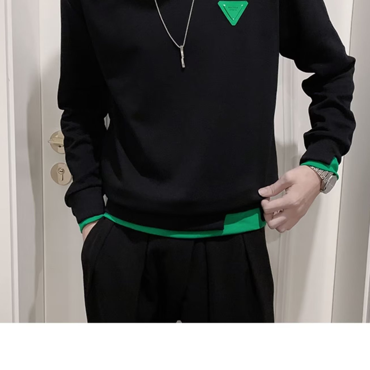 Men's Sweaters Autumn Winter Casual Sweater Long Sleeve Slim Knitted Pullovers Fashion Contrast Crew Neck Pullover Men Clothing