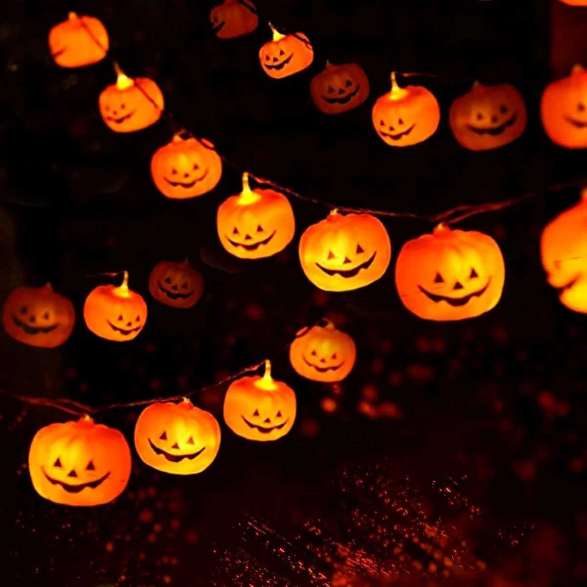 1pc 10/20 LED Halloween 3D Pumpkin String Lights Battery Powered Pumpkin Fairy Atmosphere Lights Suitable For Halloween Decor XJ250612