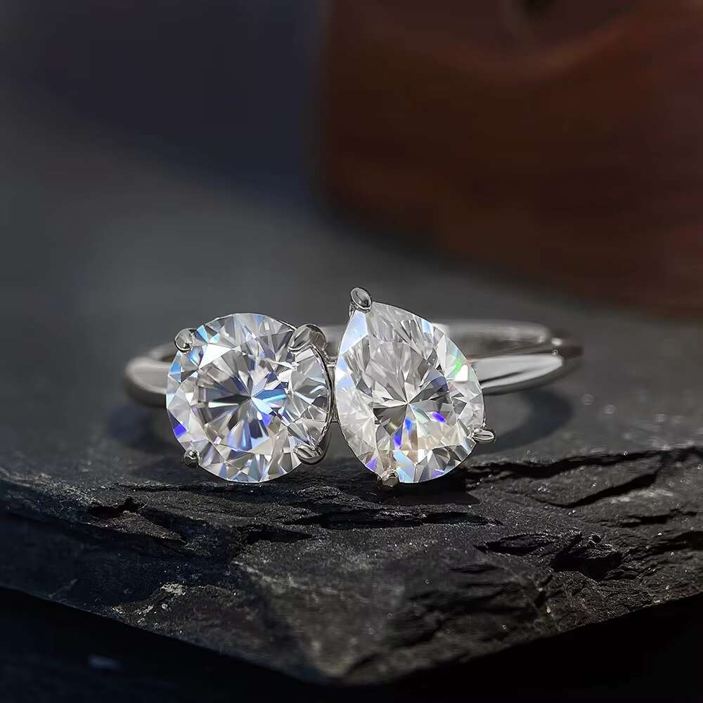 925 Silver Gold Plated Marquise Pear Cut Moissanite Wedding Ring Fine Jewelry Unique GRA Mossanite Statement Engagement Ring