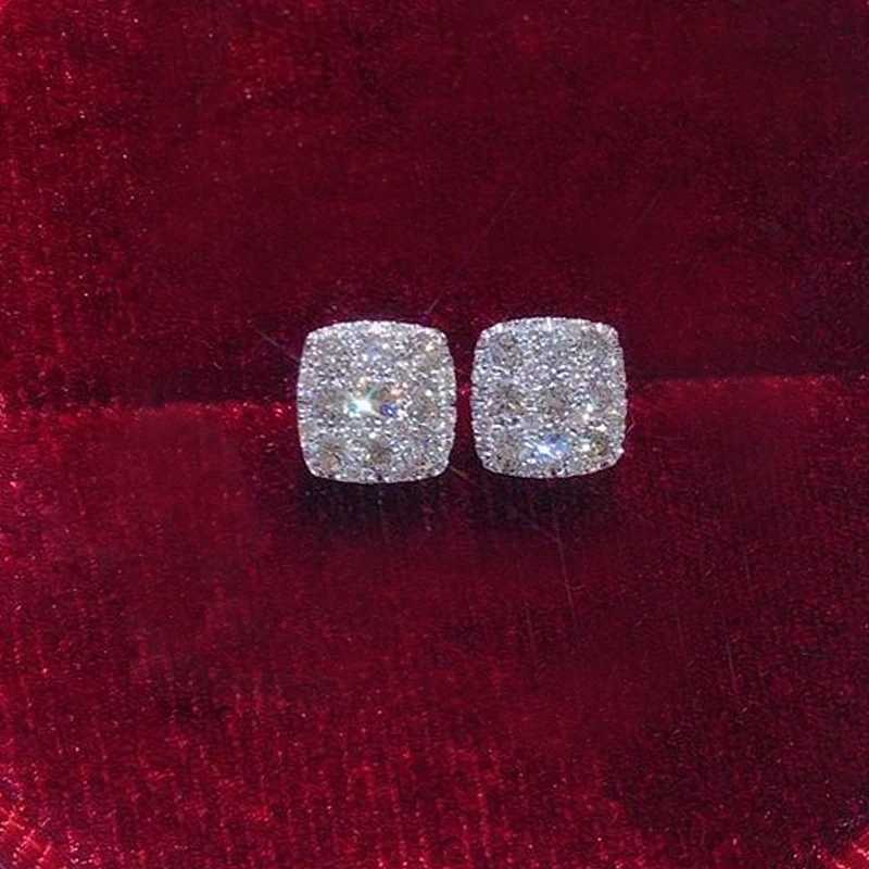 Huitan Simple Square-shaped Stud Earrings Women Inlaid Shiny CZ Versatile Ear Piercing Accessories for Teens Statement JewelryXJ250612