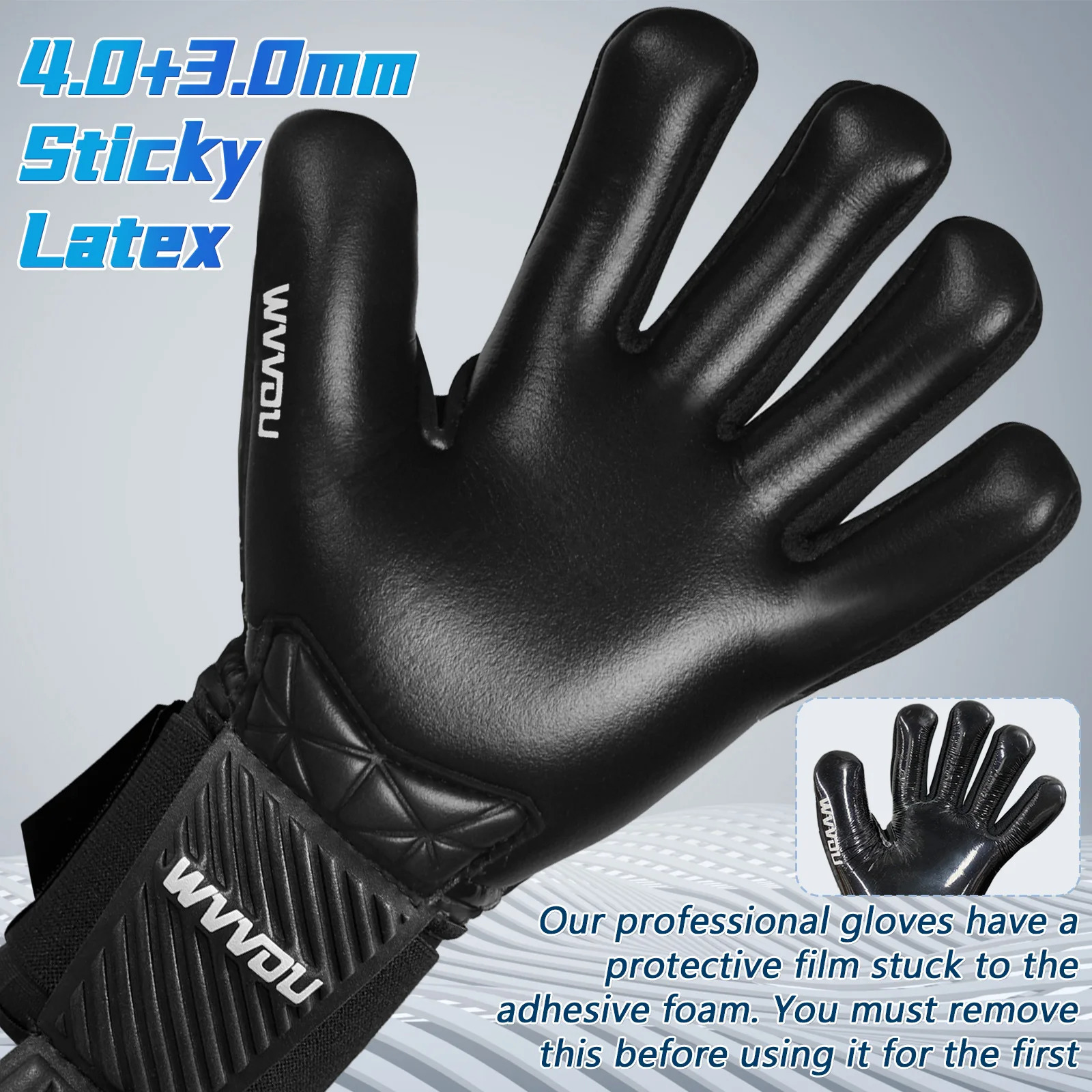 WVVOU Soccer Goalie Gloves for Adults and Youth High Performance Goalkeeper with 5 Detachable Finger Saves 250605