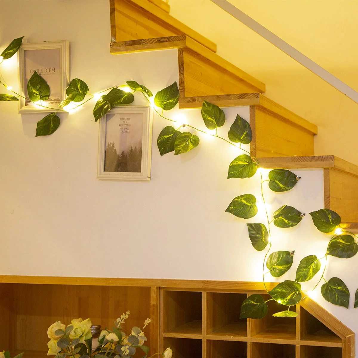 2M-10M Flower Green Leaf String Lights Artificial Ivy Vine Fairy Light Wedding Party Decoration Christmas Home Room Wall Plant XJ250612