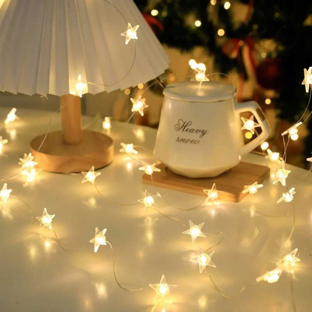 1PC Copper Wire Star String Lights Waterproof Battery Operated Decorative Fairy Lights For Garden Yard Home Scene Living Decor XJ250612