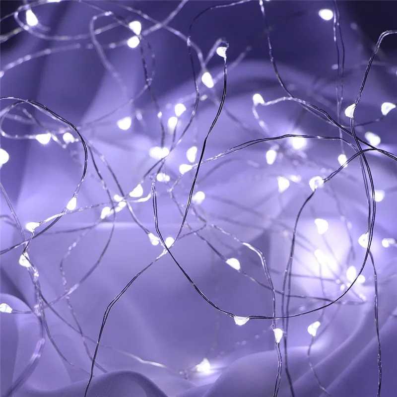 Fairy Lights AA Battery Powered 1M 10 2M 20 3M 30 5M 50 10M 100Leds Silver Led Copper Wire String Light Decorative Fairy Lights XJ250612