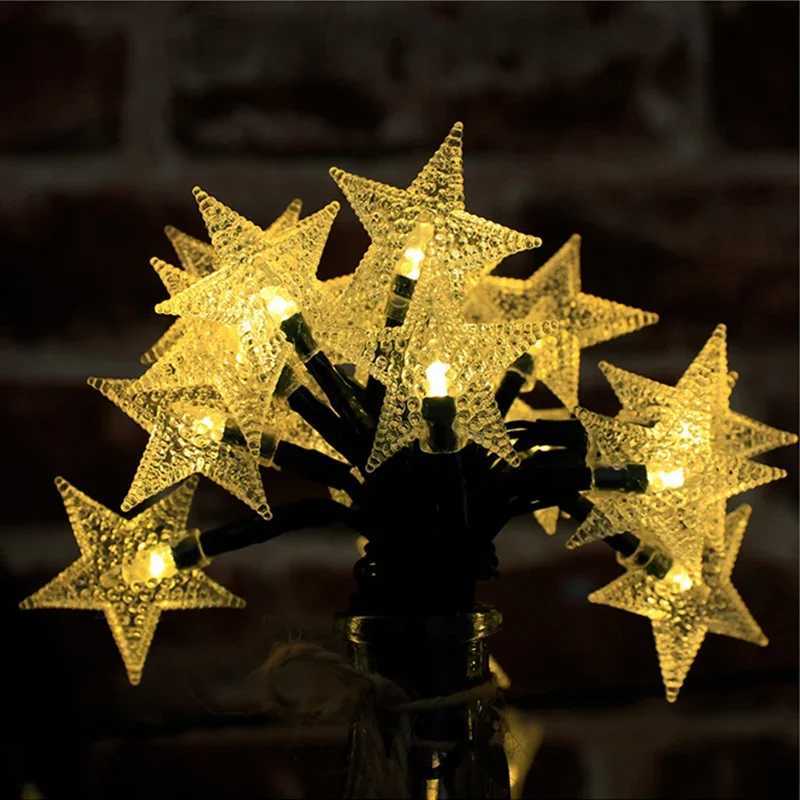 12M 7M 5M Solar Star Lamp Outdoor Garden Garlands Fairy Twinkle LED Light String for Christmas Tree Wedding Party Decoration XJ250612