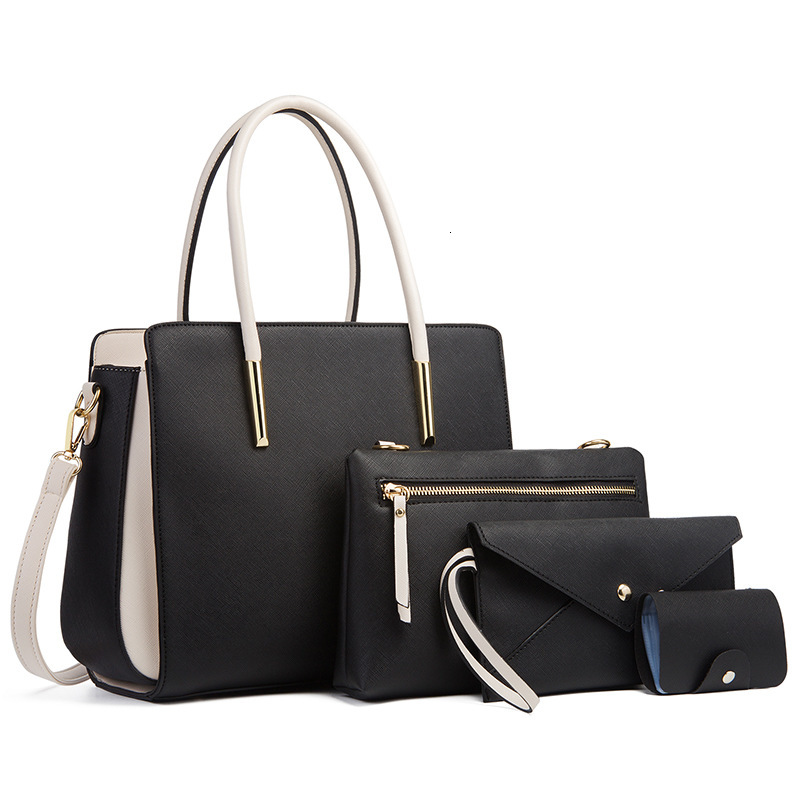 Women s bag new fashion color blocked four piece set mother and baby bag Qing Xin trend oblique shoulder bag trend designer bag women s handbag