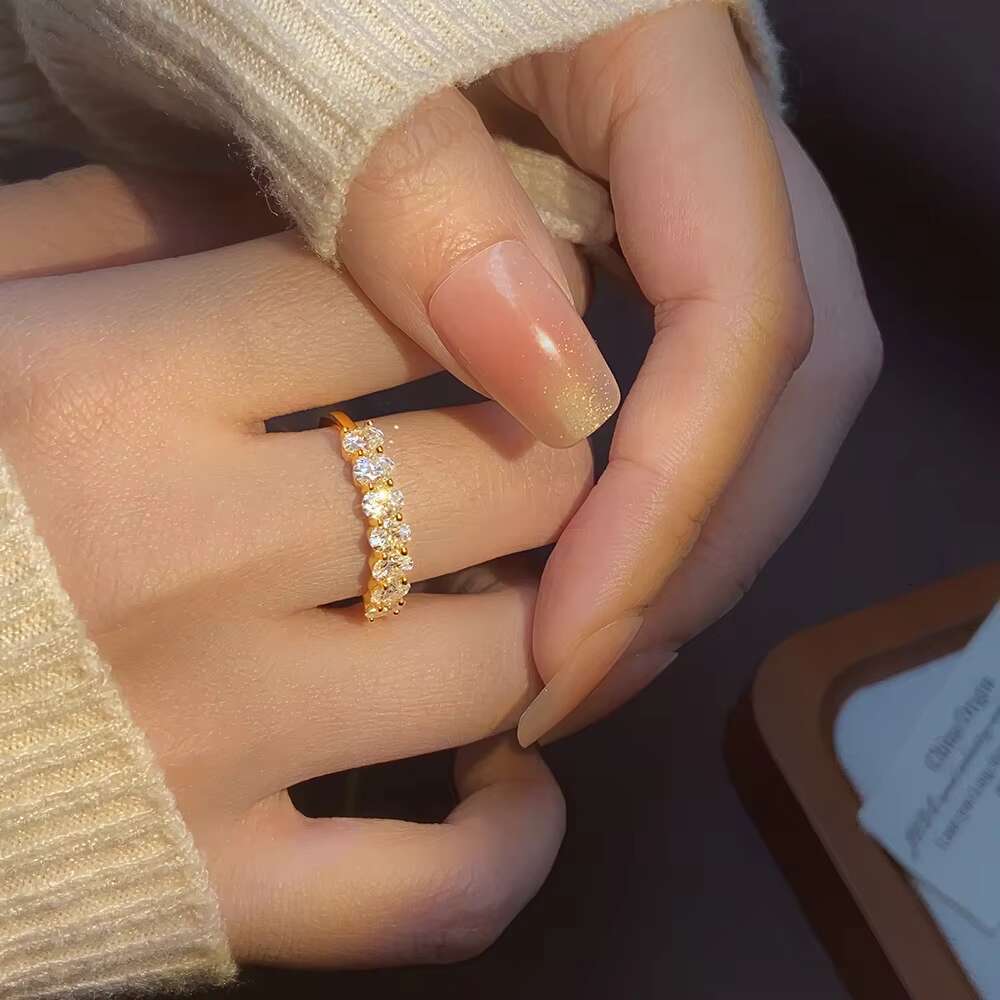 925 Silver Jewelry Yellow Gold Oval Cut Moissianite Diamond Wedding Ring Bling VVS Moissanite Eternity Rings for Women