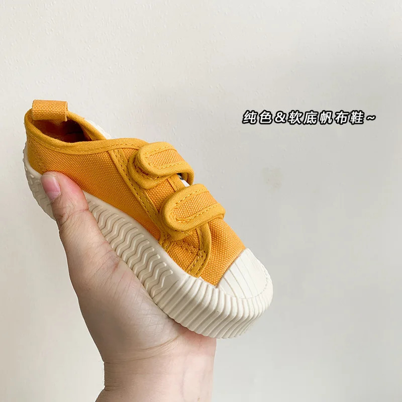 Kids Canvas Shoes for Boys and Girls Spring Autumn Hook and Loop Shoes Soft Bottom Breathable students Biscuit Shoes Childrens 250613