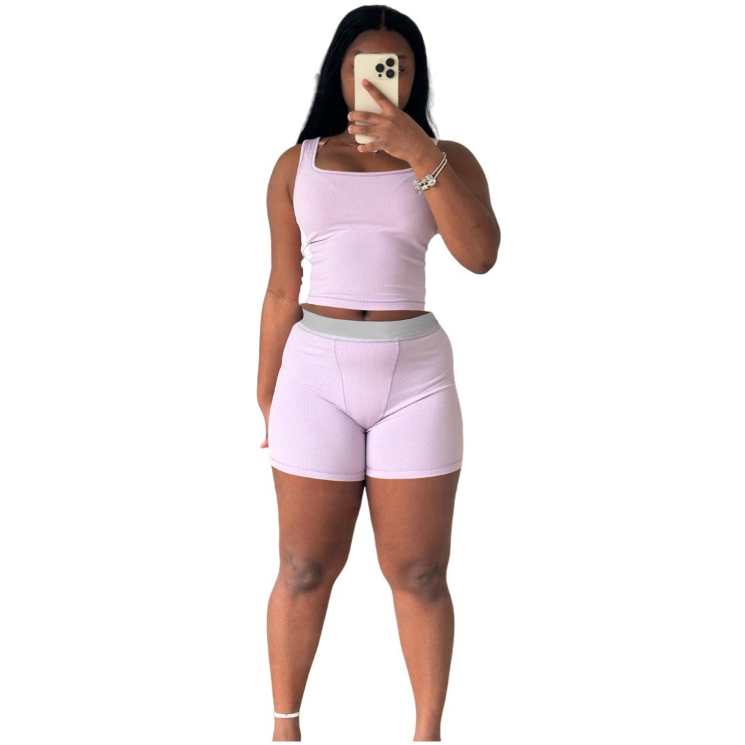 Womens Tracksuits Two Pieces Set 2025 New Clothing Fashion Casual Ribbed Patchwork Womens Sportwear 3 Colors