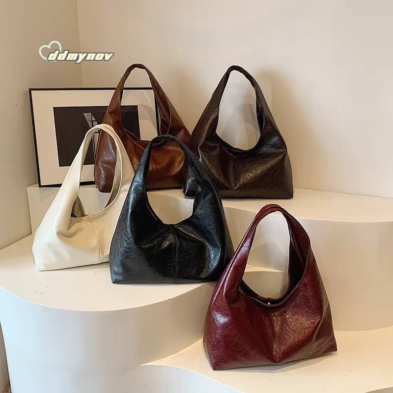 Design Large PU Leather Hobo Underarm Bags Lady Winter Shoulder Bag for Women 2024 New Trend Y2K Handbags and Purses ddmynov