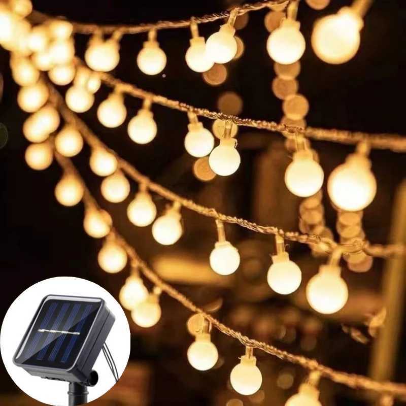 100LED Ball Garland Fairy Lights String Outdoor Lamp Christmas Lights Holiday Party Decoration Solar Light Outdoor Xmas XJ250612