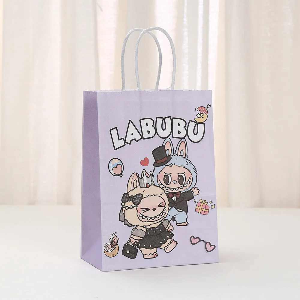 10Pcs Labubu Kraft Paper Bags Cute Party Decoration Gift Bags Shopping Packaging Bags Candy Bakery Packaging Biodegradable Z250613