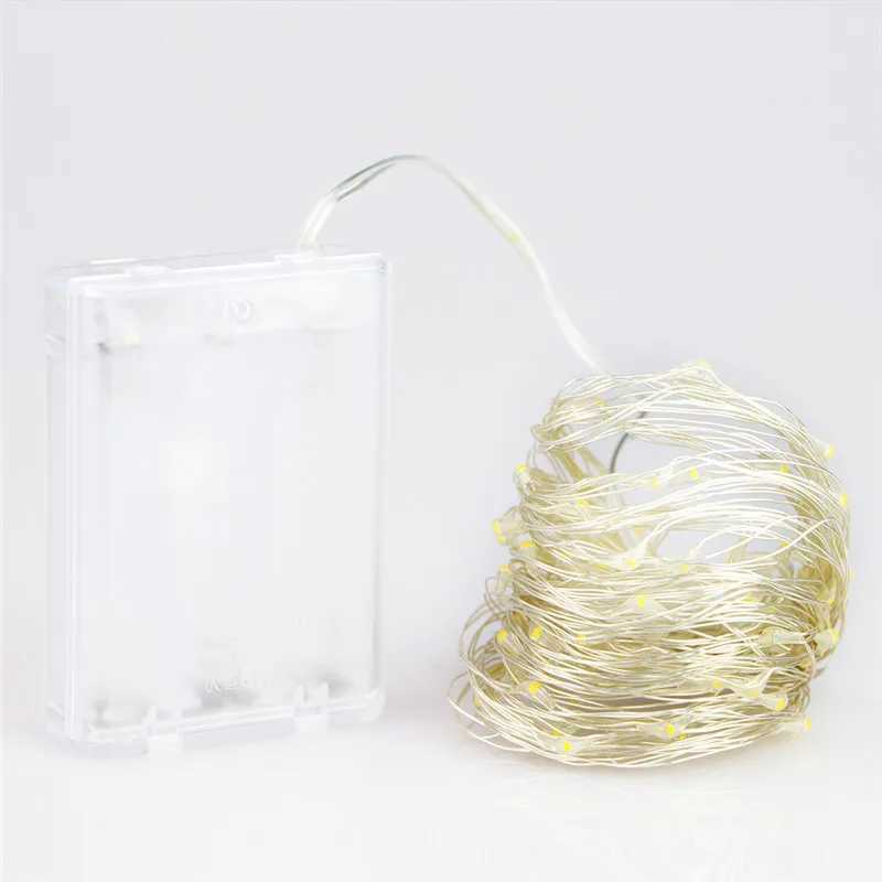 Fairy Lights AA Battery Powered 1M 10 2M 20 3M 30 5M 50 10M 100Leds Silver Led Copper Wire String Light Decorative Fairy Lights XJ250612