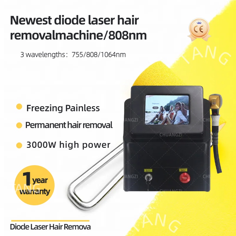 3000W ultra high power diode laser hair removal device 755 808 1064nm three wavelength hair removal machine cooling head