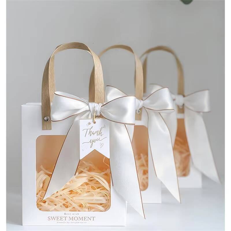 Transparent Kraft Paper Handbag for Window Opening, Souvenir Gift Tote Bag, Candle Storage Packaging, Cosmetic and Candy Box