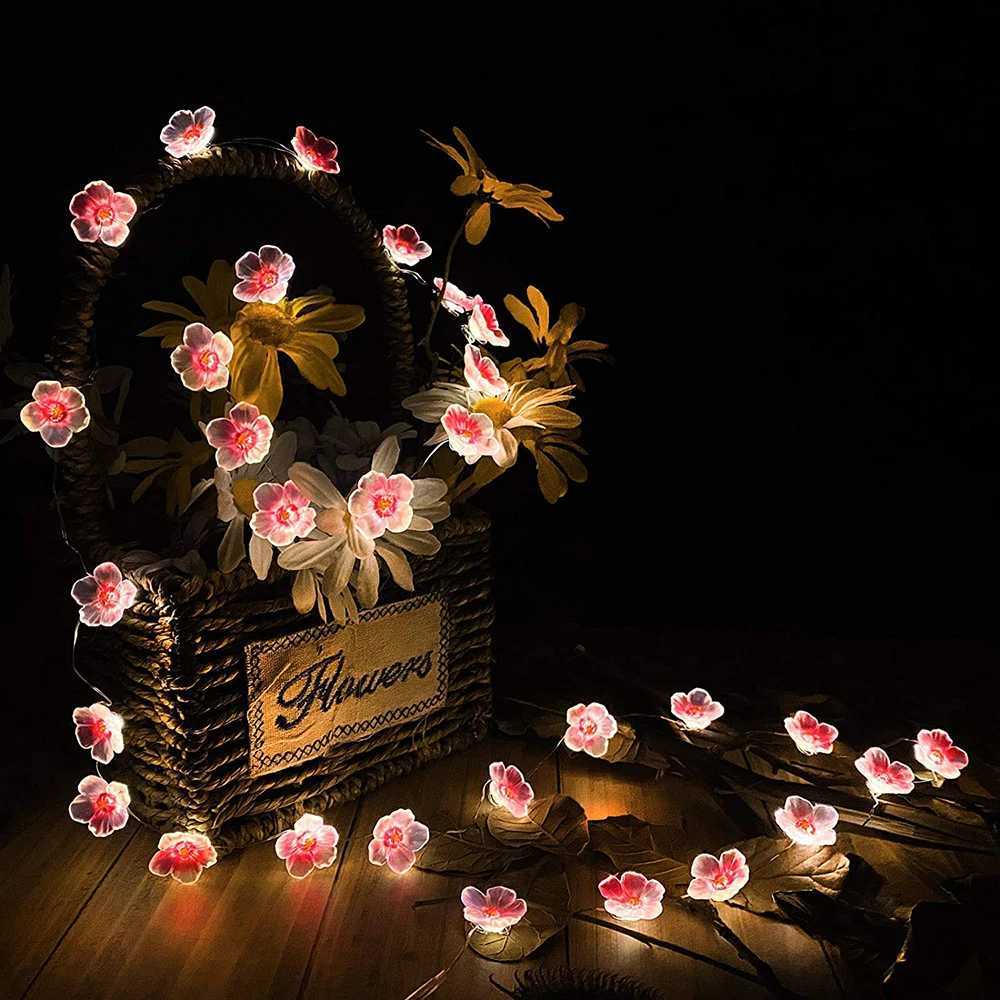 3M 30LEDS Cherry Blossom Fairy String Lights Pink Flower String Lamps Battery Powered For Outdoor Christmas Garland Decoration XJ250612