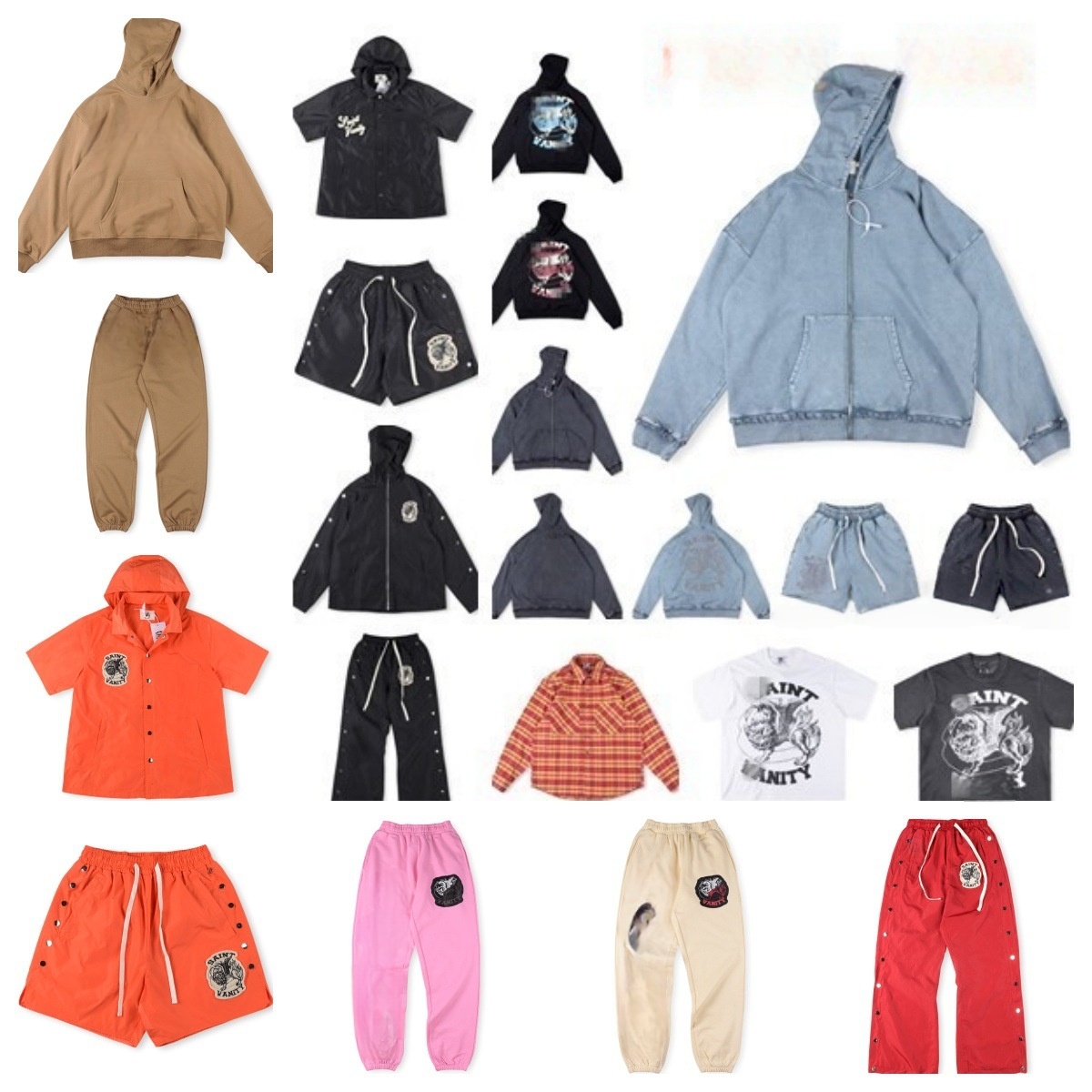 SAINT VANITY Men's Tracksuit designer t shirt graphic tee shorts Vintage Streetwear Jackets High Quality Sports hoodie windbreaker Unisex Soft Casual jacket