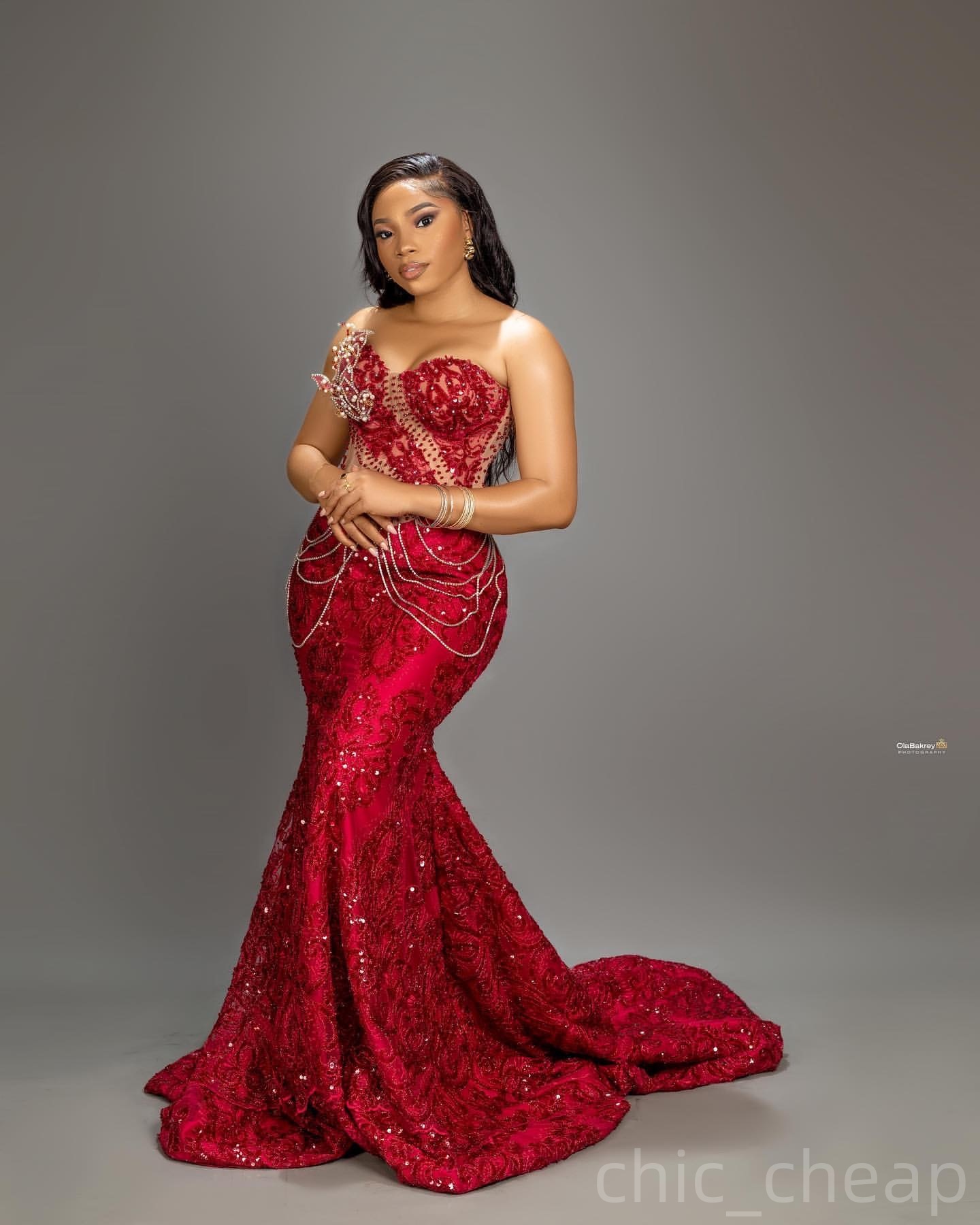 Dark Red Mermaid Prom Dresses 2025 Crystals Lace Appliques Evening Formal Party Second Birthday Engagement Gowns Plus Size Dress For Special Occasions