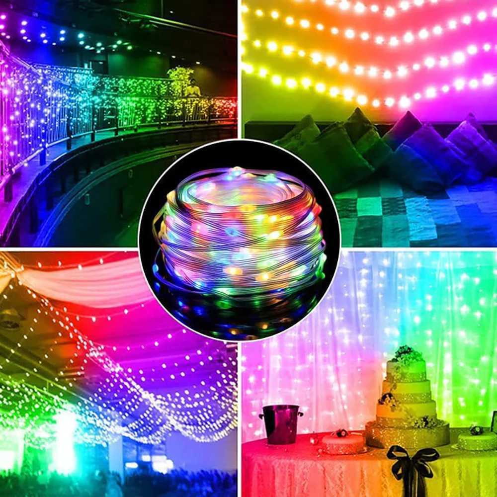 Christmas Tree Decoration LED Leather Line Light RGB IC USB 5V Bluetooth APP Control WS2812B LED Fairy Tale Light String Wedding XJ250612