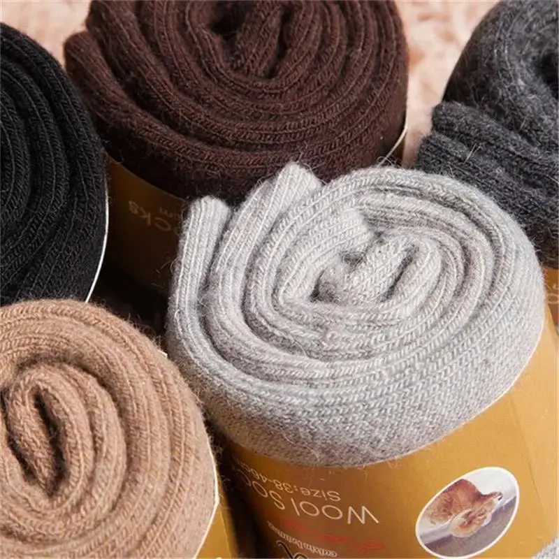 4Pairs/Lot Mens Winter Super Thick Thermal Socks Wool Men Women Solid High Quality Merino Wool Socks Cold Snow Warm Wool Socks T250612