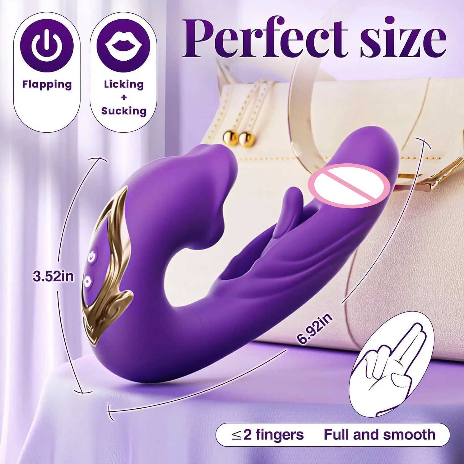 3 in 1 Tongue Licking Finger Flapping G Spot Dildo Vibrator Sex Toys for Women Clitoral Stimulation Massager Adults Masturbator XJ250613