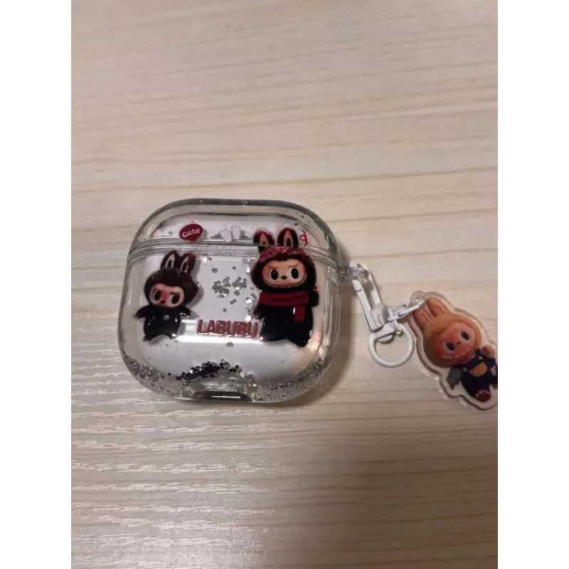 Free shipping Labubu Zimomo Anime Peripherals Creative Dream Quicksand Bluetooth Headset Anti-Lost Protective Case Girlfriend Gift