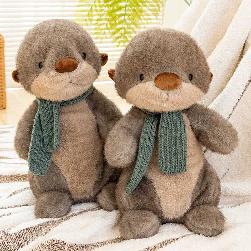 New 26/40cm Simulation Scarf Otter Animals Soft Dolls Throw Pillow Toys Office Home Decor Funny Baby Birthday Christmas Gifts L250612
