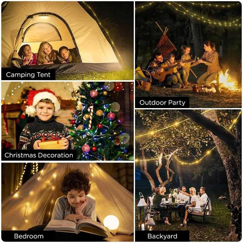 Camping Light String Warm Light USB Charging Outdoor Portable Camping Light with 5 Modes Durable Halloween Fairy Christmas Light XJ250612