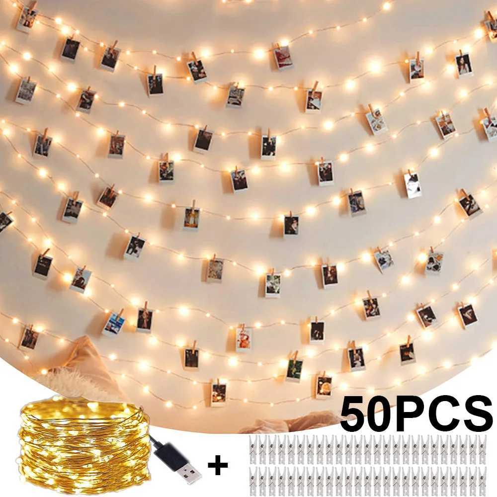 Photo Clip String Lights LED Fairy Lights Picture Clips USB Powered String Light with Clips for Bedroom Christmas Party Decor XJ250612