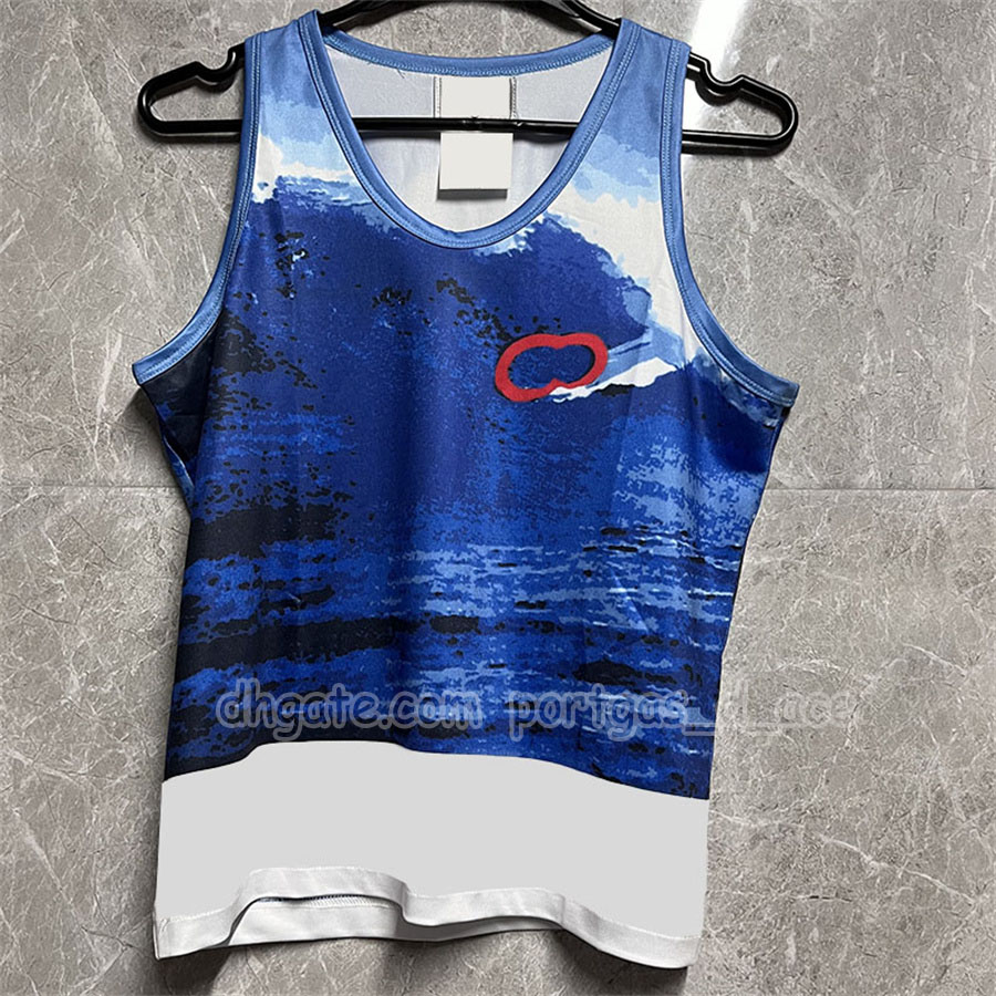 Sea Wave Tank Tops For Women Designer Sporty Sleeveless Tanks Vest Dress Luxury Summer Beach Vacation Cover Up Mini Dress