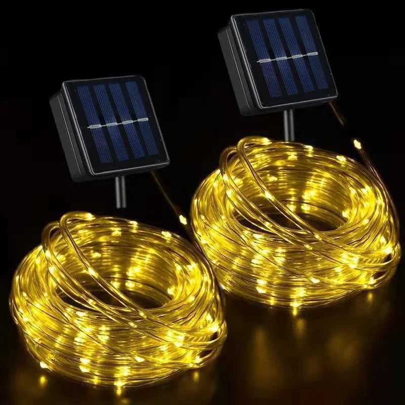 Solar Outdoor Lights LED Festoon PVC Tube Rope String Light Summer Garden Fence Wedding Party Balcony Decoration Solar Garland XJ250612