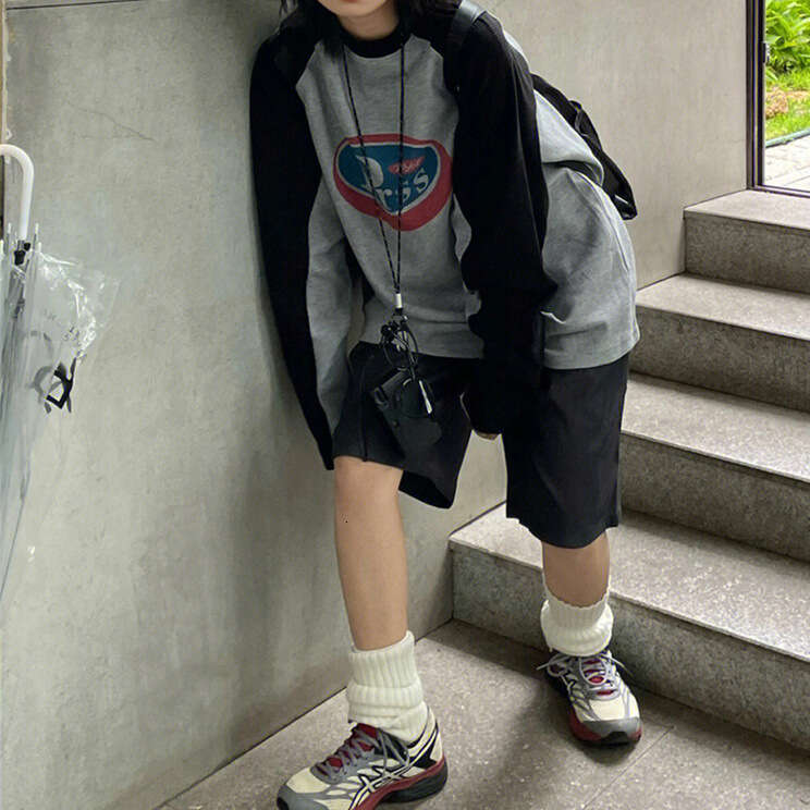 hoodie Women's Wear American Style Color Block Letter Hoodie For Women, Waffle Texture Loose Streetwear Couple Sweatshirt, Versatile Niche Trend 